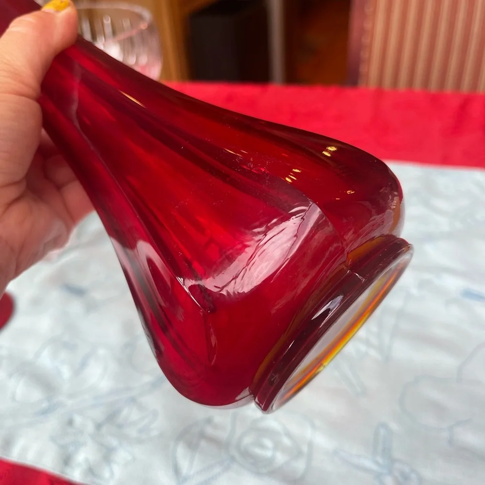 Vintage red  Swung Vase 14” glow